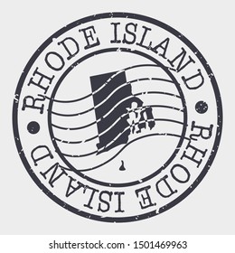 Rhode Island Stamp Postal. Map Silhouette Seal. Passport Round Design. Vector Icon. Design Retro Travel.