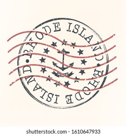 Rhode Island Stamp Postal. Silhouette Seal. Passport Round Design. Vector Icon. Design Retro Travel. National Symbol.