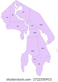 Polígono do Trato do Censo do Vetor do Condado de Bristol, estado de Rhode Island, com base nos Dados do Censo Tiger 2020