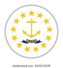Rhode Island state circle flag logo icon digital vector illustration design