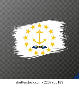 Bandera del estado de Rhode Island con estilo de pincel sobre fondo transparente. Ilustración vectorial.