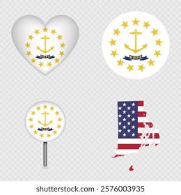 Rhode Island State Flag Icons Pack. Vector illustration.