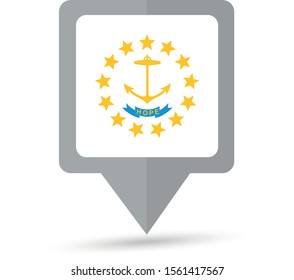 Rhode Island state flag map icon. Vector illustration.