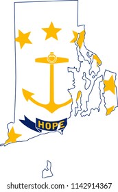 Rhode Island State Flag Seal Love Heart United States America American Illustration