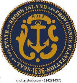 Rhode Island State Flag Seal Love Heart United States America American Illustration