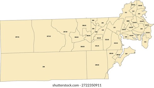 Rhode Island State Kent County vector Census Tract polygon based on Tiger 2020 Census Data