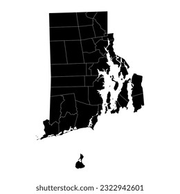 Rhode Island state map with counties. Vector illustration.