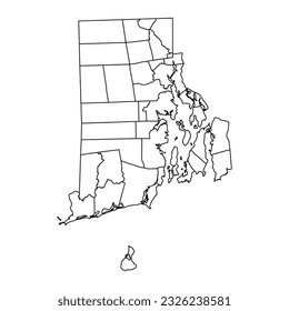 Landkarte der Rhode Island mit Bezirken. Vektorgrafik.