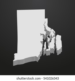Rhode Island State map in gray on a black background 3d