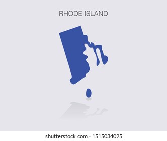 Rhode Island State Map Outline for infographics or news media for politics and elections in the United States of America. Democrat blue isolated vector illustration.
