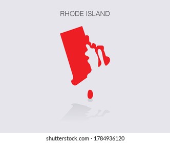 Rhode Island State Map Outline isolated for infographics and news media. Republican red for political elections in the United States of America.