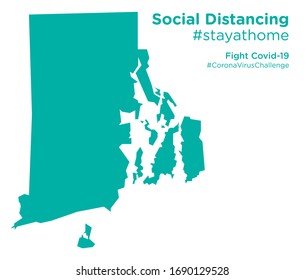 Rhode Island state map with Social Distancing stayathome tag