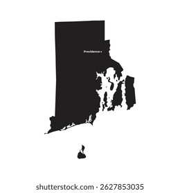 Rhode Island State Map Vector with Providence Capital