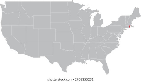 Rhode Island State State on Map of USA Editable Vector