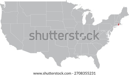 Rhode Island State State on Map of USA Editable Vector