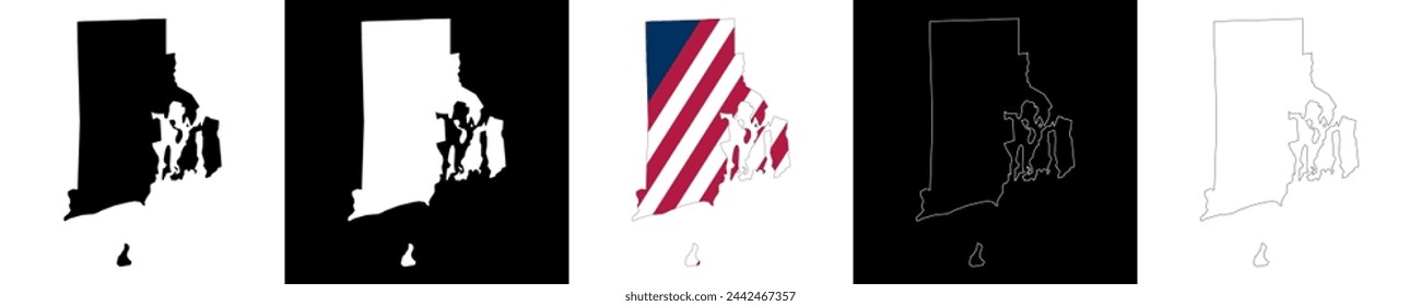 Rhode Island state outline map set