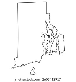 Rhode Island State Outline Map Illustration with Counties and Islands
