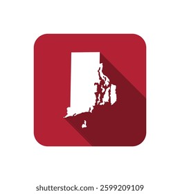 Rhode Island state square map with long shadow.