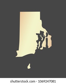 Rhode Island state of USA map vector outline illustration in gray background. Highly detailed map of Rhode Island state of United States of America in a creative graphic design