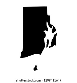 Rhode Island, state of USA - solid black silhouette map of country area. Simple flat vector illustration.