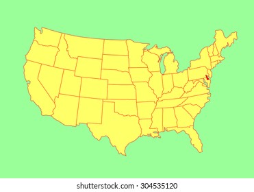 Rhode Island State, USA, vector map isolated on United states map. Editable blank vector map of USA.