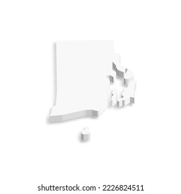 Rhode Island, state of USA - white vector 3D map of country area.