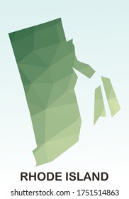 Rhode Island States Map, Polygonal Geometric,Green Low Poly Styles, Vector Illustration eps 10, Modern Design, High Detailed
