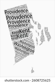 Rhode Island Text Style Counties. State region names word clouds in English language. Classy vector illustration.