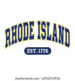 Rhode Island Typografie-Design-Vektorgrafik, usa State Shirt Design-Vektorgrafik. Jersey-Design-Vektorgrafik, T-Shirt-Design für usa 