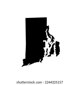 Rhode Island US Blank Map Vector Template Black Solid Color and Outline Isolated on White Background. easy to edit