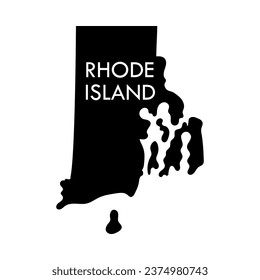 Rhode Island a US state black element isolated on white background. United state of America. Map with county borders.