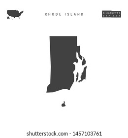 Rhode Island US State Blank Vector Map Isolated on White Background. High-Detailed Black Silhouette Map of Rhode Island.
