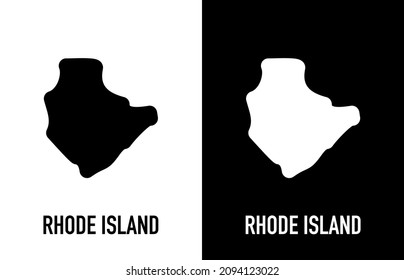 Rhode Island - U.S. state. Contour line in white and black color on two face background. Map of The United States of America. Vector illustration.