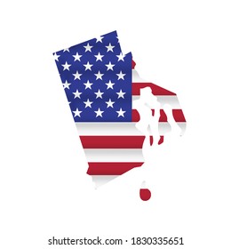 Rhode Island US state flag map isolated on white. Vector illustration.