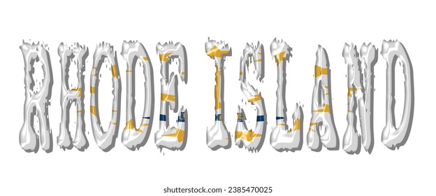 RHODE ISLAND USA flag text font, 3D RHODE ISLAND flag colorful background, RHODE ISLAND flag vector illustration