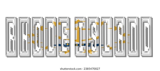 RHODE ISLAND USA flag text font, 3D RHODE ISLAND flag colorful background, RHODE ISLAND flag vector illustration