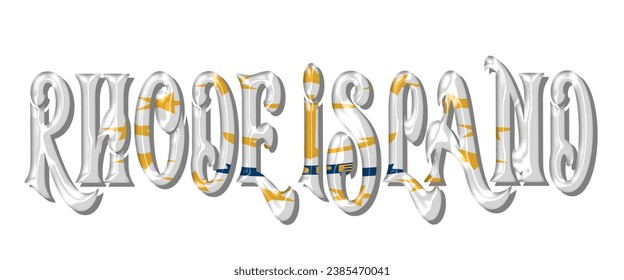 RHODE ISLAND USA flag text font, 3D RHODE ISLAND flag colorful background, RHODE ISLAND flag vector illustration