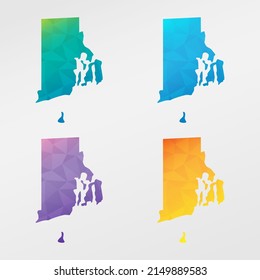 Rhode Island, USA Low Poly Map Clip Art Design. Geometric Polygon Graphic National Icon. Vector Illustration Symbol.