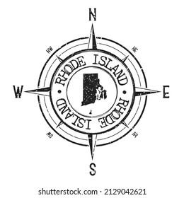 Rhode Island, USA Stamp Map Compass Adventure. Illustration Travel Country Symbol. Seal Expedition Wind Rose Icon.