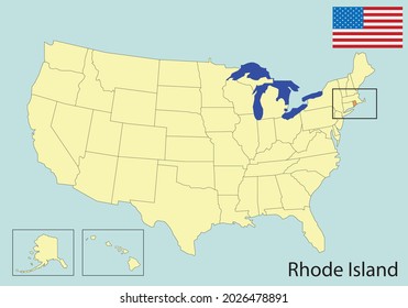rhode island, usa states colorful map, vector illustration 