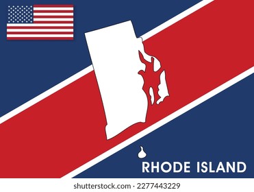 Rhode Island- USA, United States of America Map vector template.  white color map on flag background for design, infographic - Vector illustration eps 10