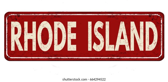 Rhode Island vintage rusty metal sign on a white background, vector illustration
