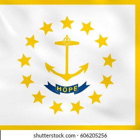 Rhode Island waving flag. Rhode Island state flag background texture.Vector illustration.