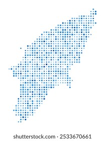 Rhodes Dot Map. Island Digital Style Shape. Rhodes vector image. Island shape blue circular dots. Creative vector illustration.