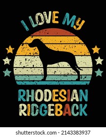 Rhodesian Ridgeback silhouette vintage and retro t-shirt design svg
