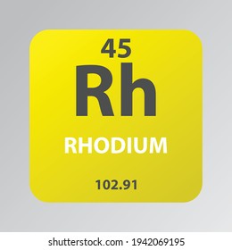 Rhodium Rh Transition metal Chemical Element vector illustration diagram, with atomic number and mass. Simple flat design for education, lab, science class.
