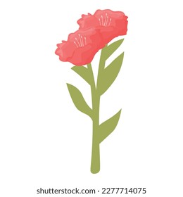 Rhododendron bloom icon cartoon vector. Flower plant. Color pink
