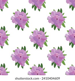 Rhododendron flower seamless pattern. Stock vector illustration