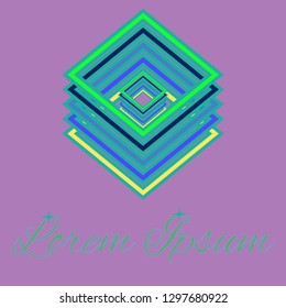 Rhomb color logo in flat style - Icon concept. Digital web logotype template.