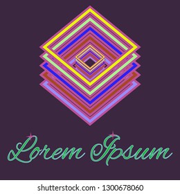 Rhomb color logo in flat style - Icon concept. Digital web logotype template.